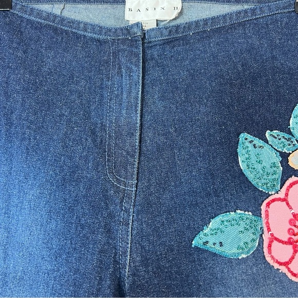Basix II Women’s Straight Leg Jeans Embellished Floral Sequin Appliqué size 8 - Picture 4 of 13